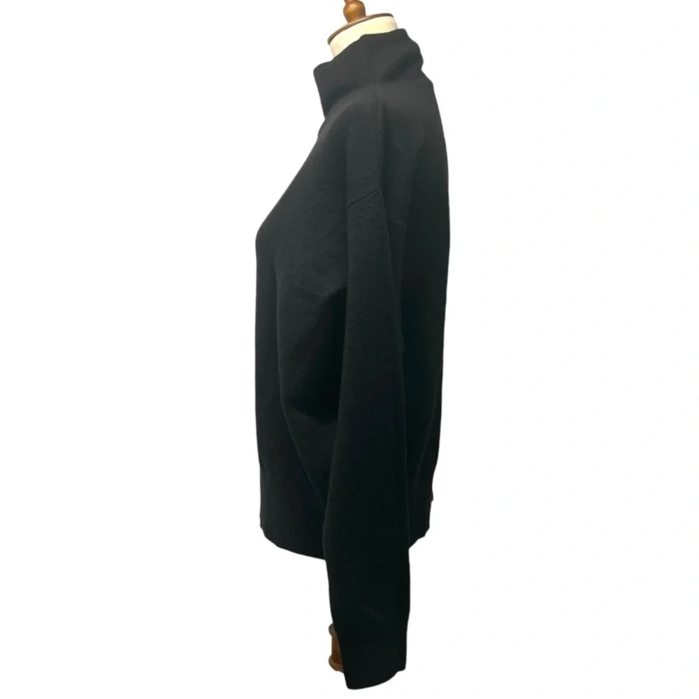 Nordstrom Black Wool Blend Mock Neck Pullover Basic Capsule Sweater Womens Small - Picture 3 of 9